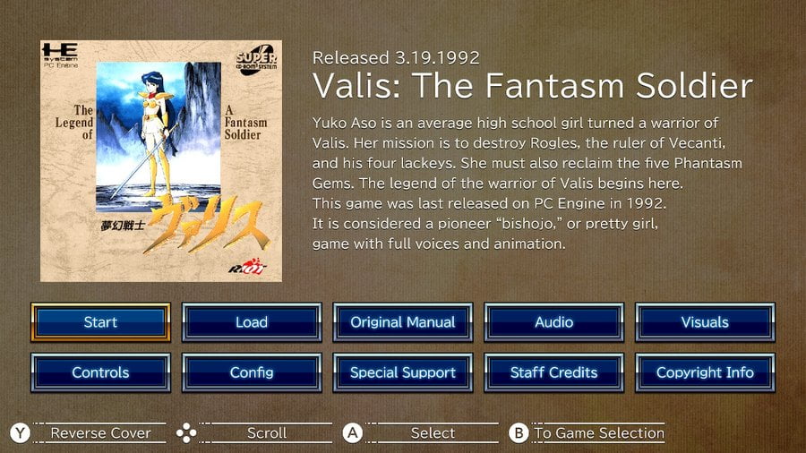 Valis: The Fantasm Soldier Collection - Emulation Options