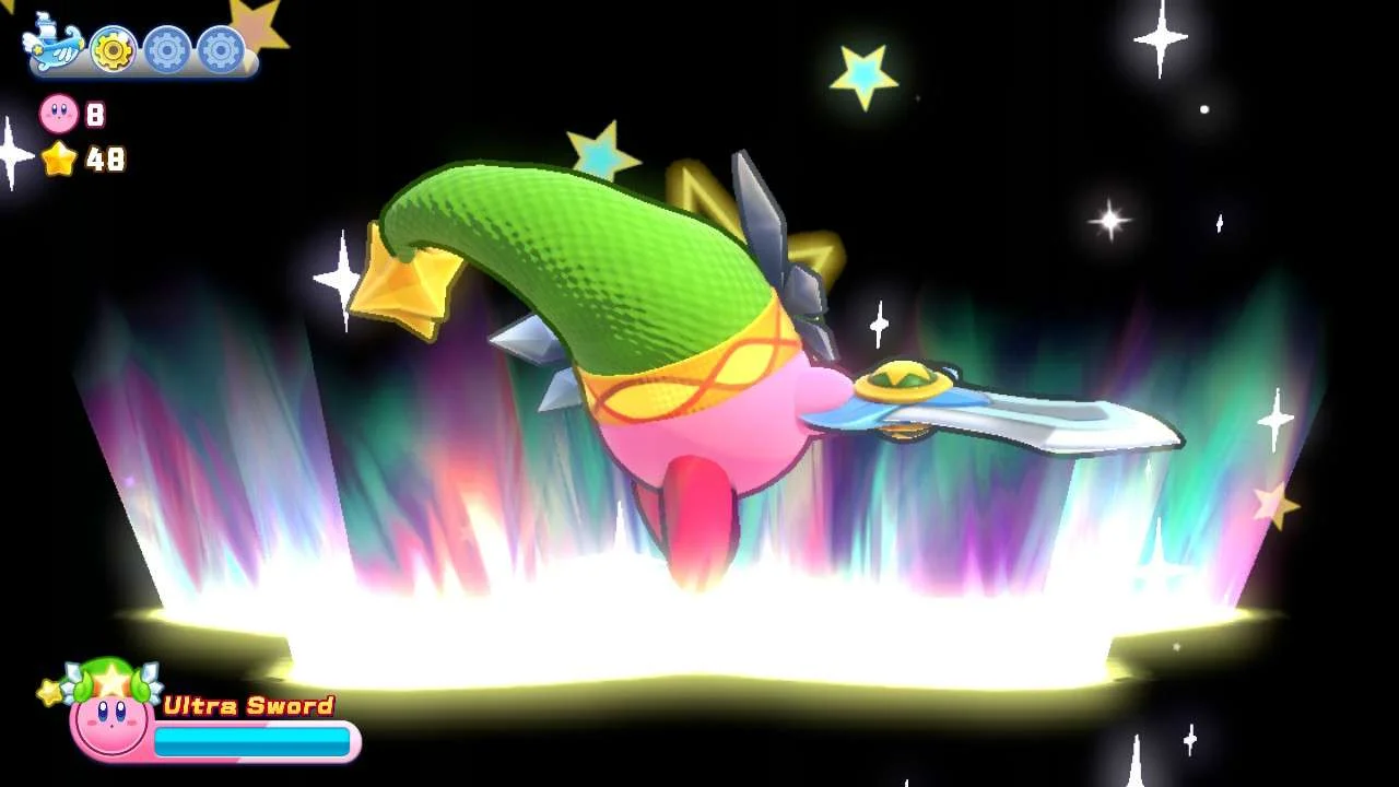 Kirby na sua forma Ultra Sword. Fonte