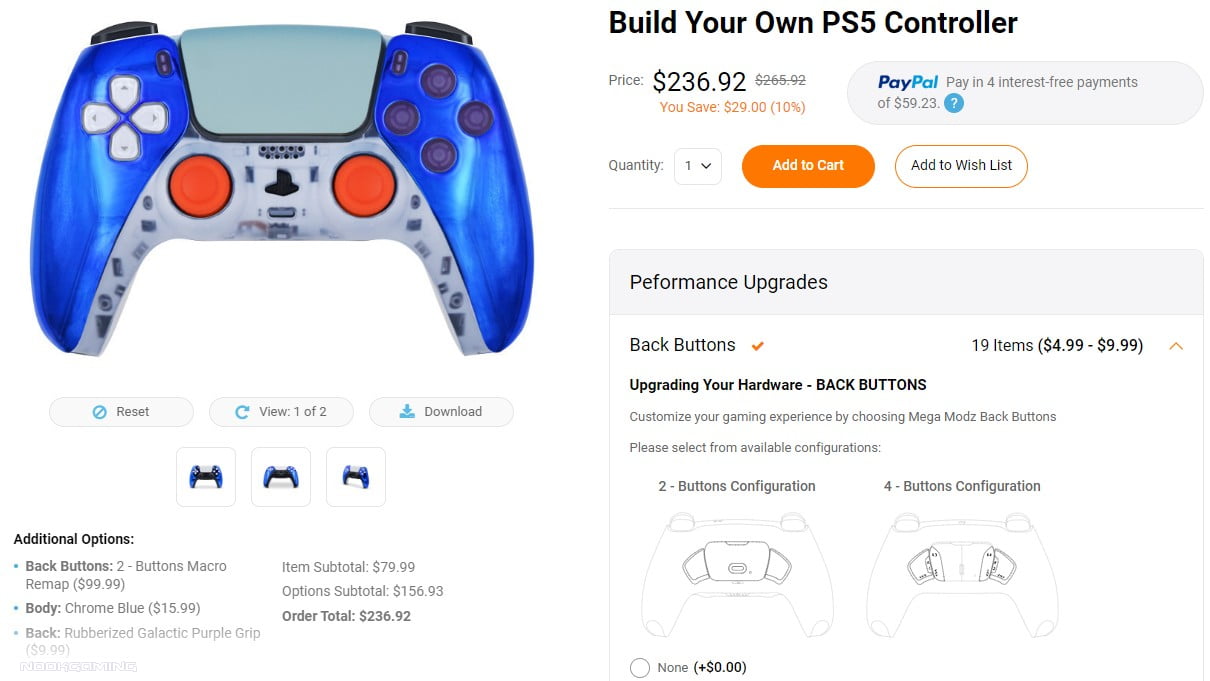 MegaModz Build Your Own PS5 Controller (Custom Controller) - Builder Website