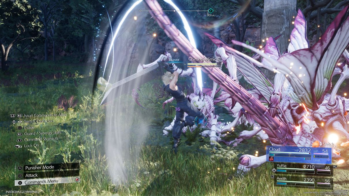 Cloud battles against a Chimera Mimic in Final Fantasy VII Rebirth