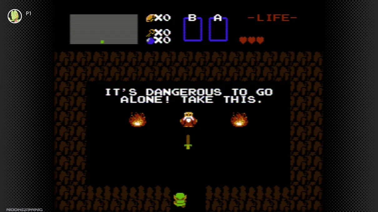 Getting the sword in The Legend of Zelda (NES)