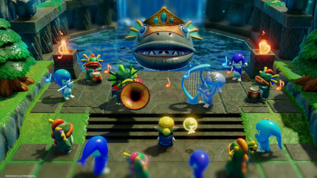 Zelda with a band of animals in The Legend of Zelda: Echoes of Wisdom