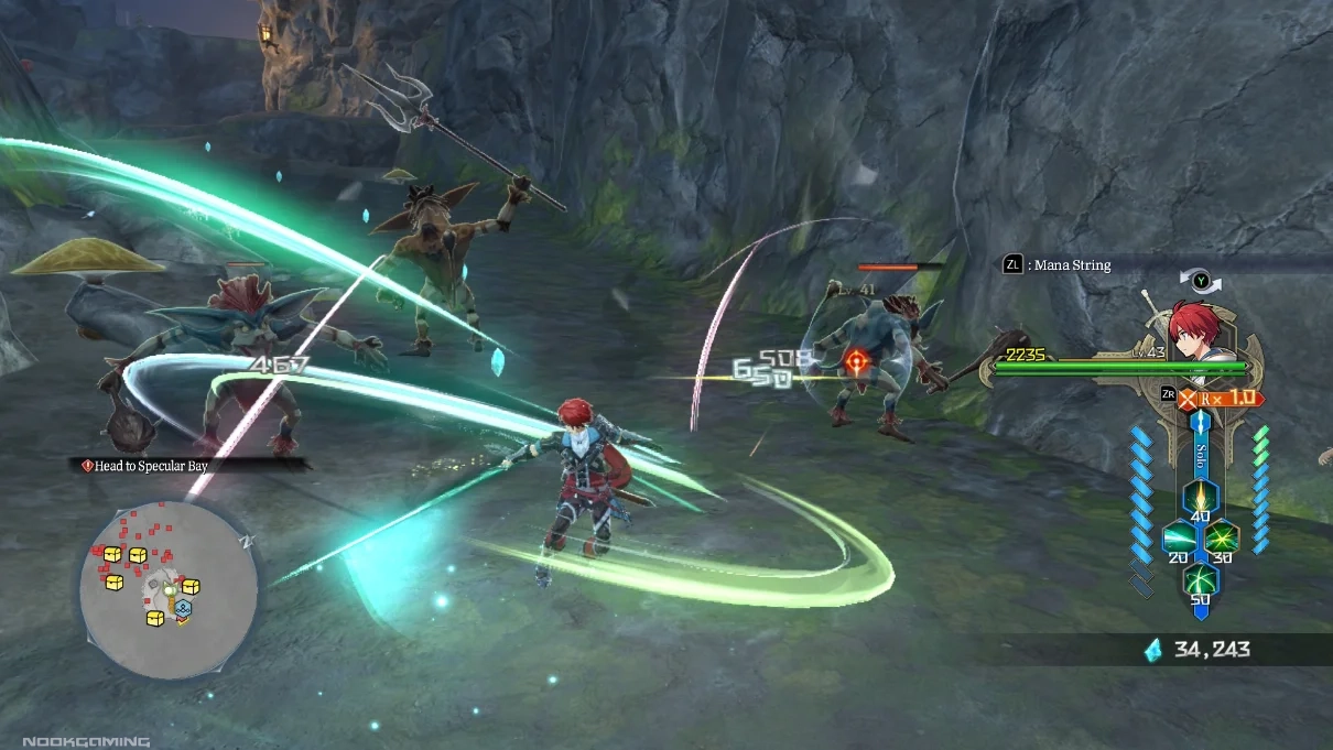 Fighting a horde of goblin-like enemies