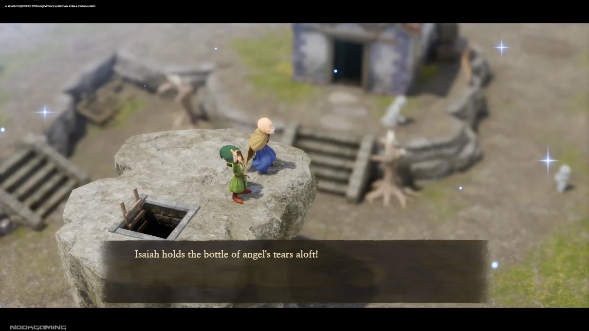 Protagonist releasing the angel's tears as part of a quest
