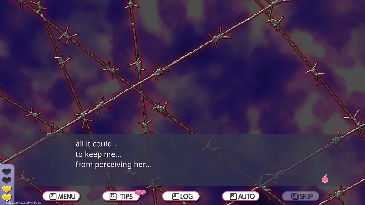 Scene of strange fog and barbed wire in Death Match Love Comedy!