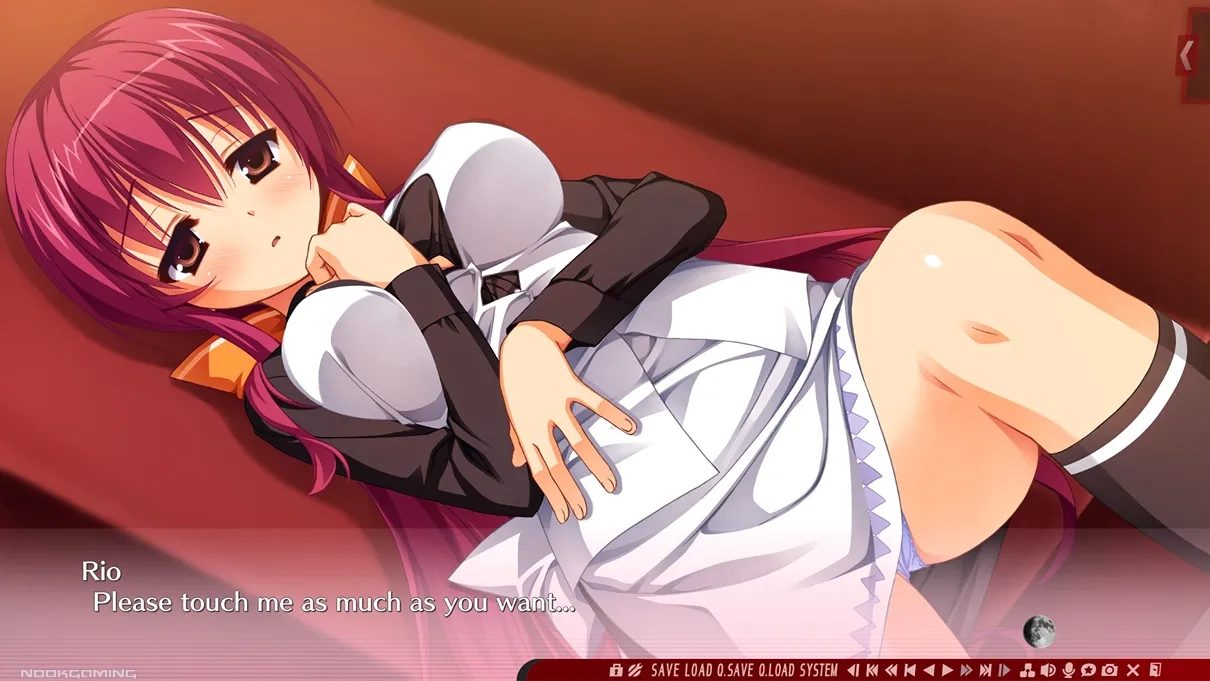 CG of Rio in lead-in to an adult scene in Dracu-Riot!