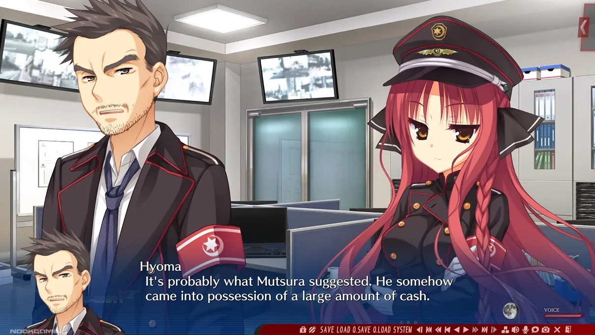 Miu and the Chief discussing crime during a serious plot moment