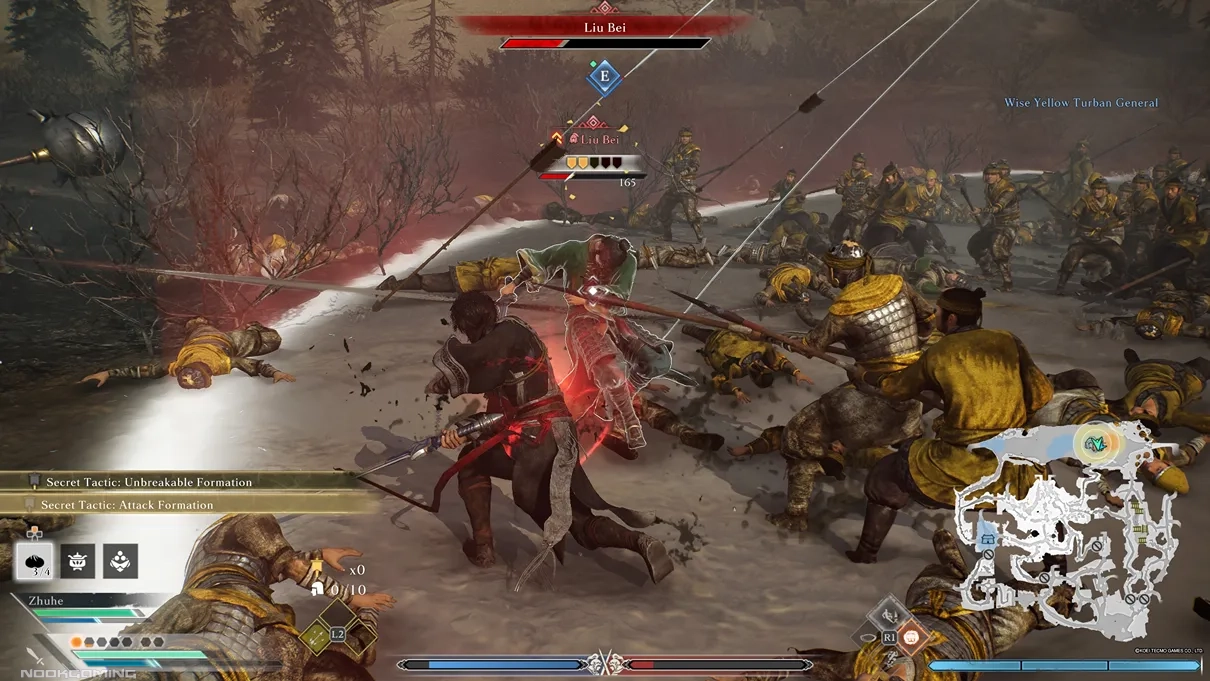 Fighting an enemy while arrows rain upon them