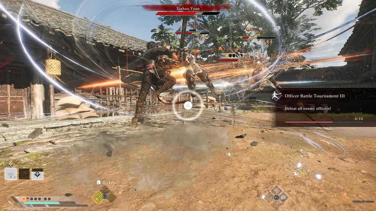 Spinning an enemy around in the air in Dynasty Warriors: Origins
