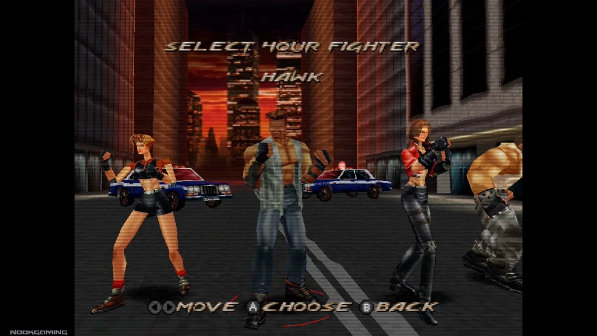 Select your fighter screen in Fighting Force Collection
