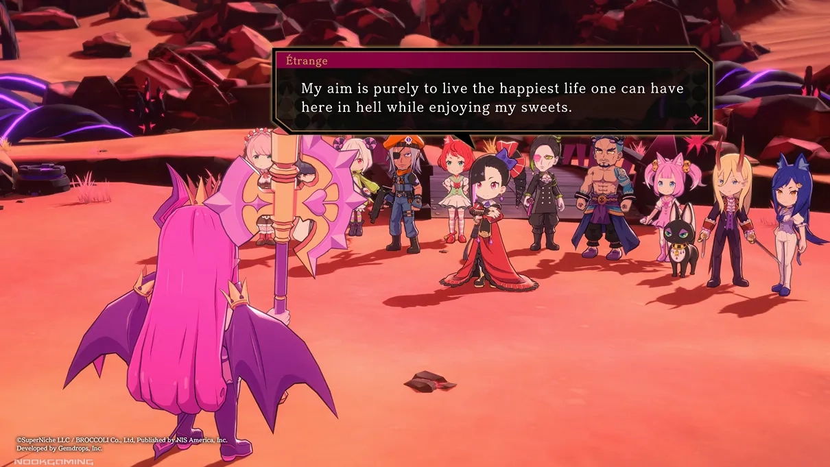 Etrange spouting her single-minded goal when facing off against Aria in Etrange Overlord