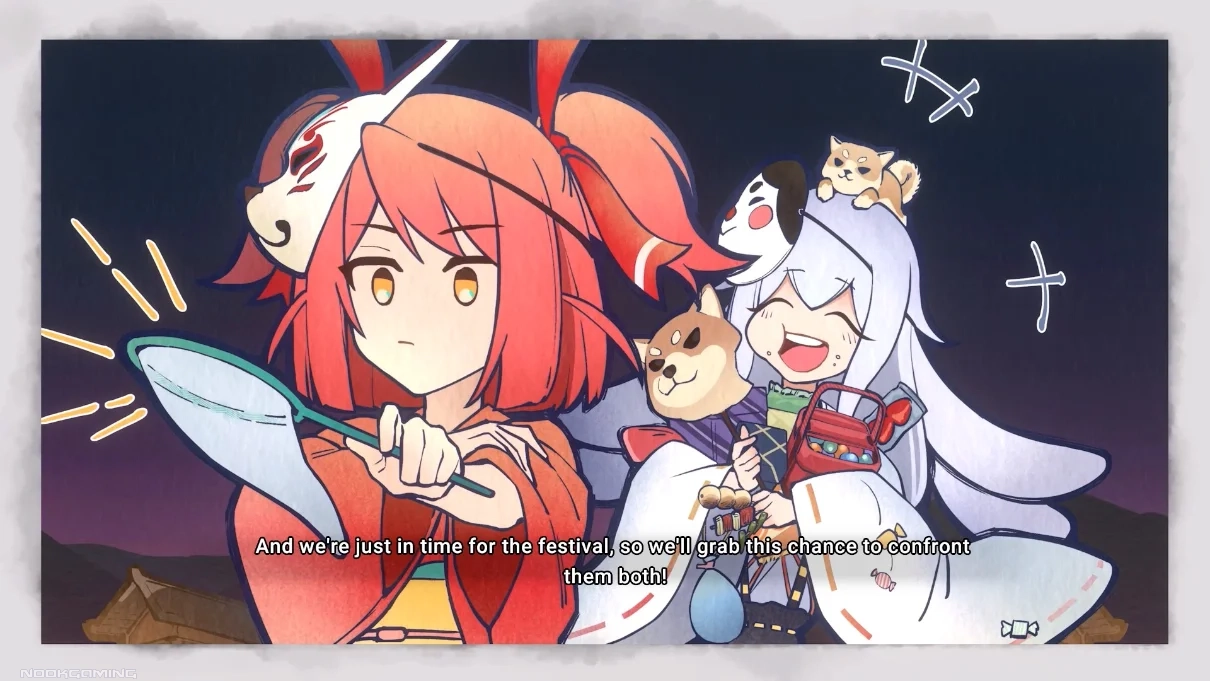 Illustration of Ann and Homura Hime enjoying a festival