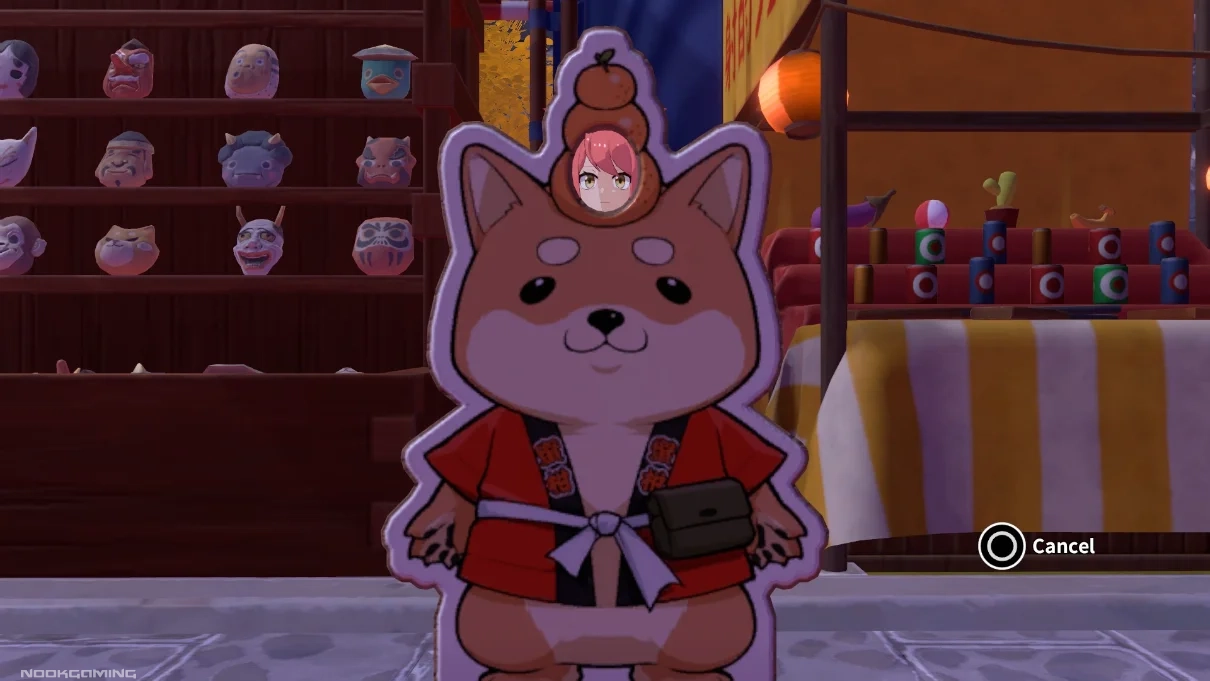 Homura Hime's head behind a cardboard dog cutout