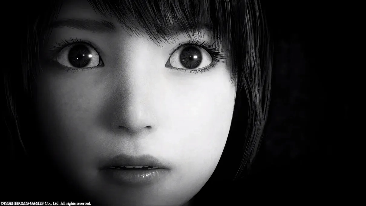 Greyscale shot of one of the twins in FATAL FRAME II: Crimson Butterfly REMAKE