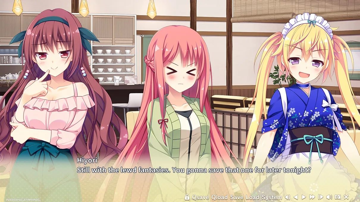 Hiyori taunting Ayaka about a "lewd fantasy" in Karigurashi Ren'ai