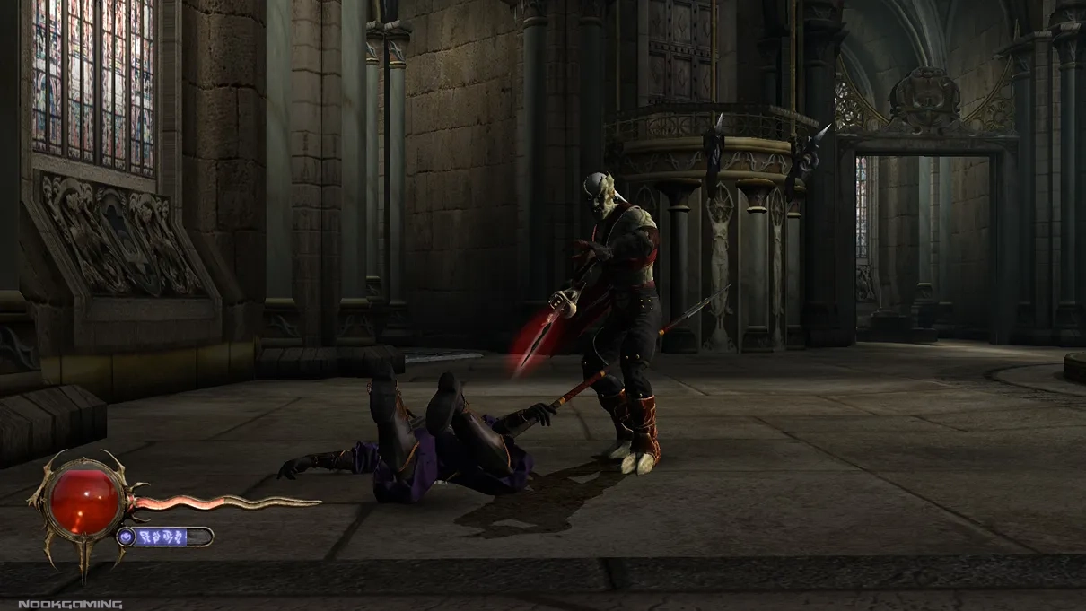 Pointing a sword at a downed enemy in Legacy of Kain: Defiance Remastered