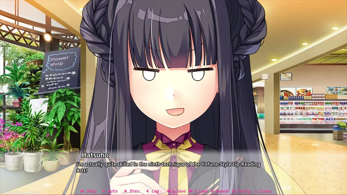 Hatsuho talking about the "Yofune lip-reading arts"