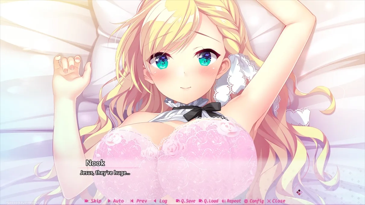 Yui during a scene emphasizing her large assets