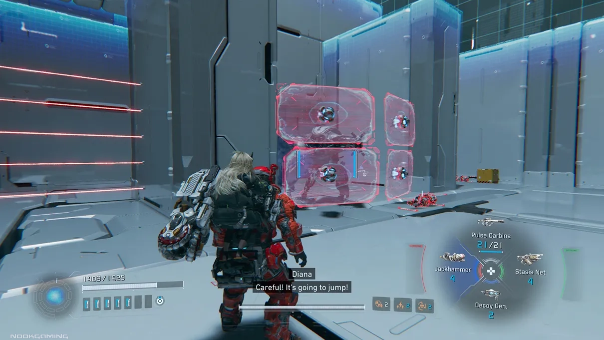 An optional mission in Pragmata involving the Jackhammer weapon