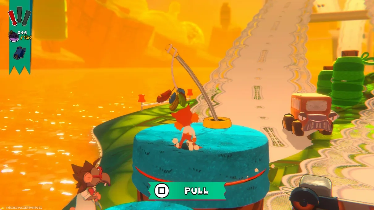 Bubsy on a level with ribbon road
