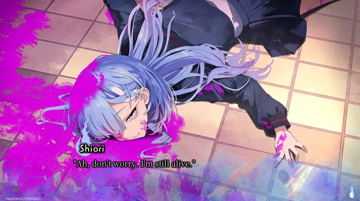 Shiori lying down, saying she's still alive