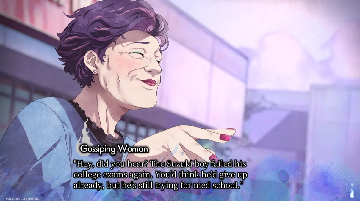 Gossiping woman in Kugayama Shiori's Death Diary