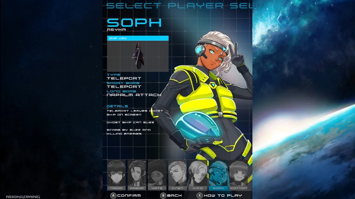Selecting the player Soph