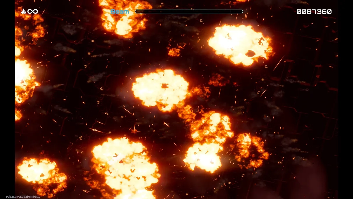 Many explosions on screen