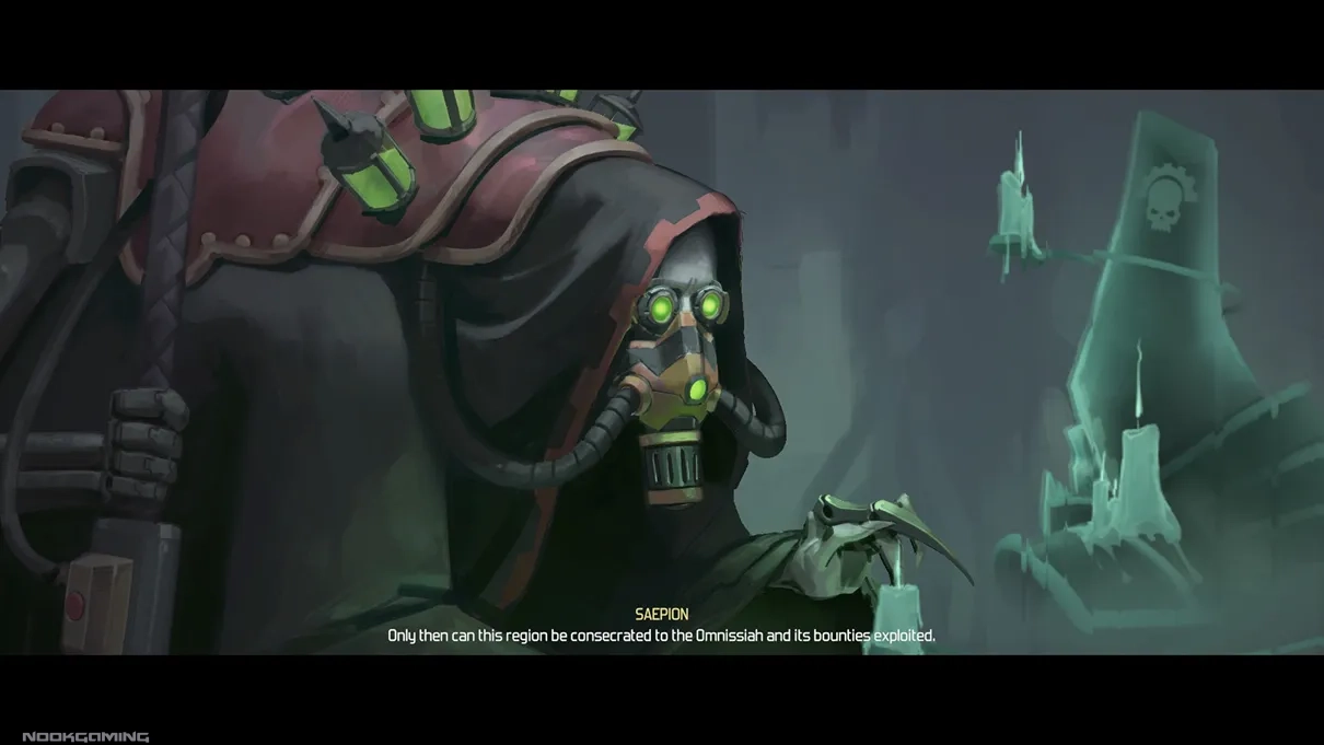 Saepion speaking of the Omnissiah in Warhammer 40,000: Mechanicus II