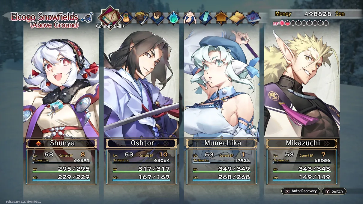 Party screen in Utawarerumono: Past and Present Rediscovered