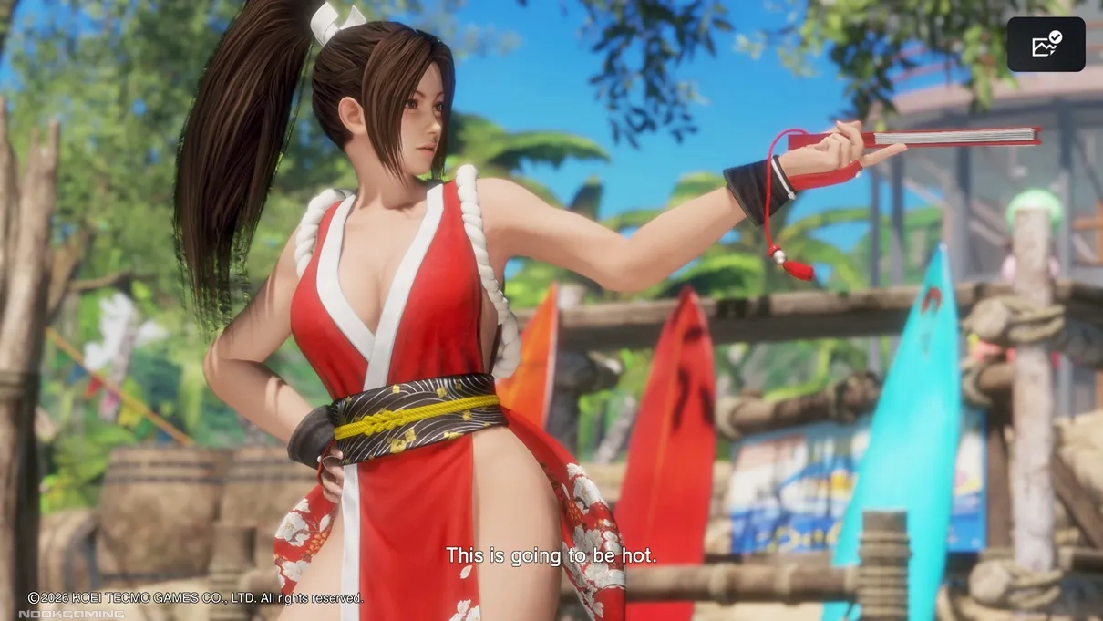 DLC character Mai Shiranui talking about the "heat" in Dead or Alive 6 Last Round