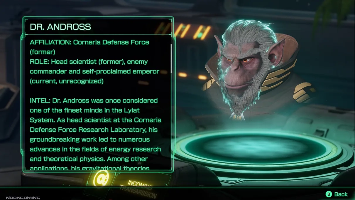 Dr. Andross Holoview entry