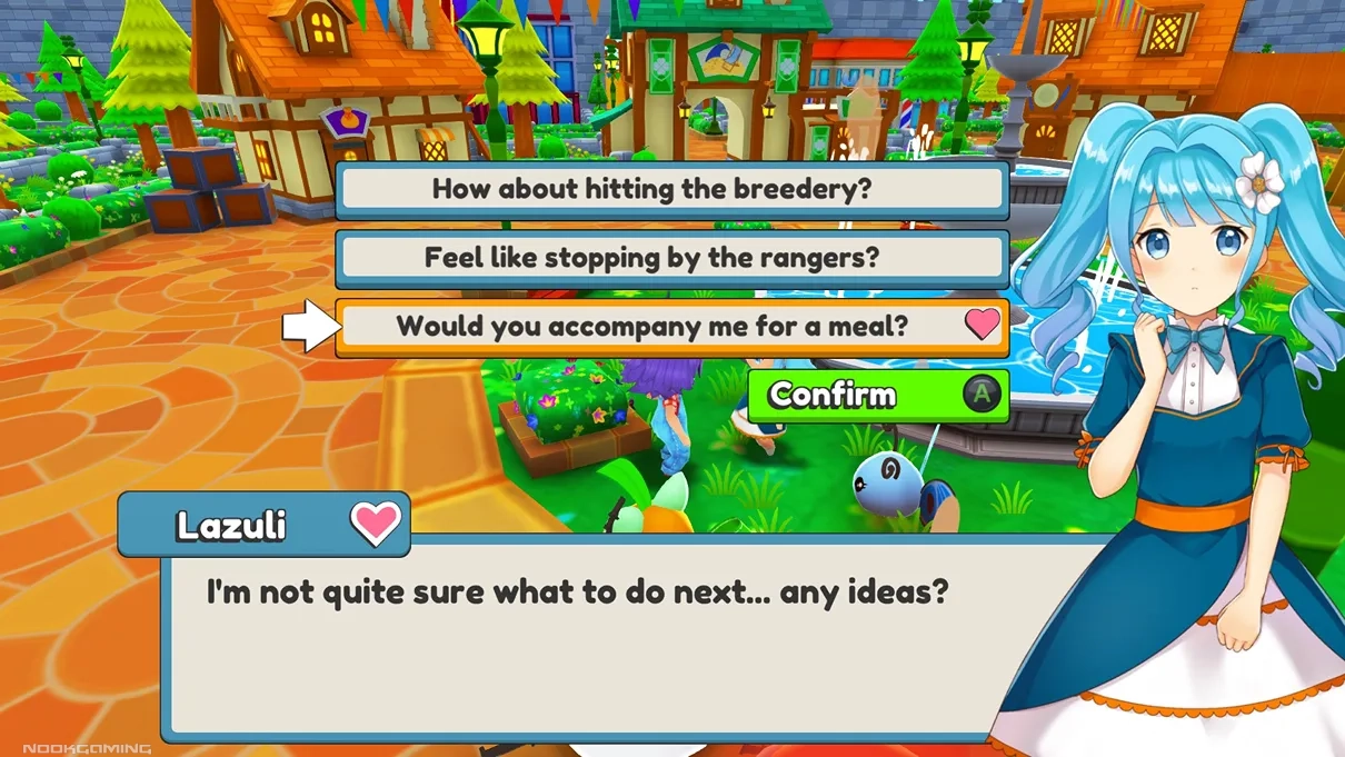 Earning a romance point by choosing the correct dialogue option
