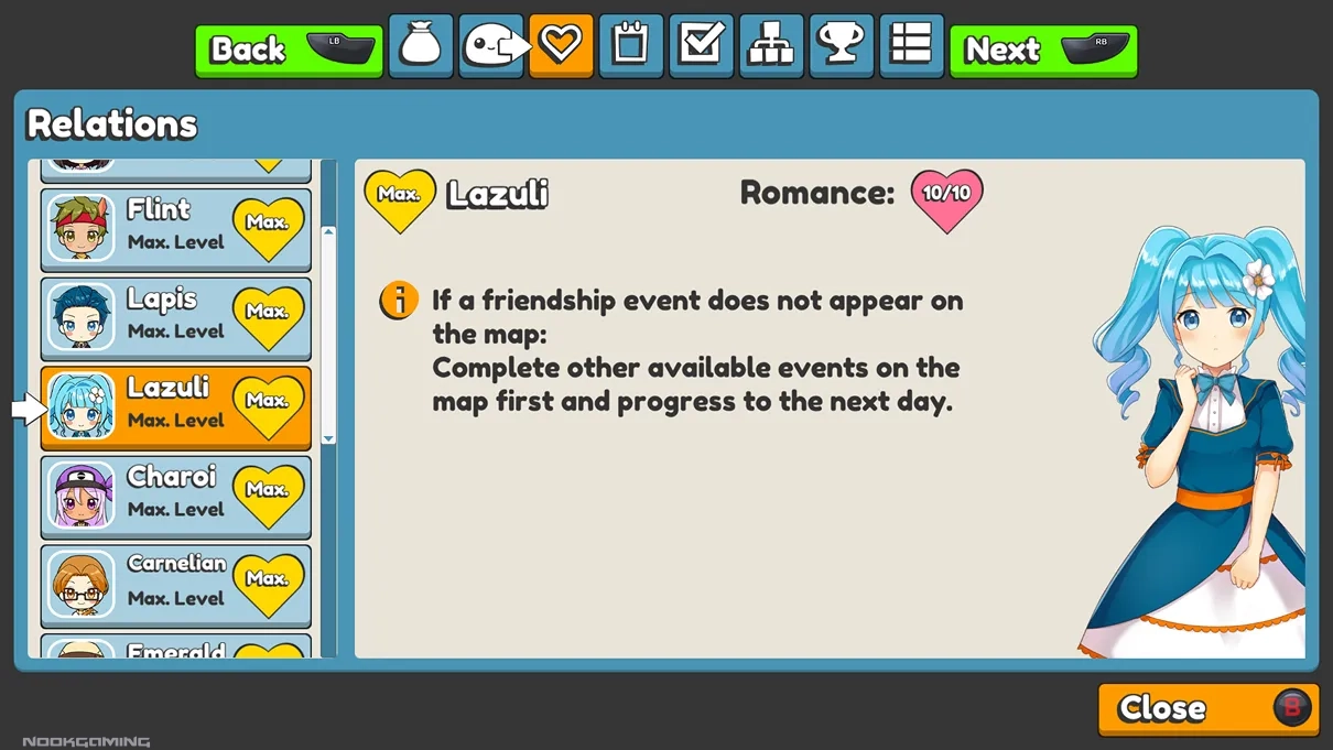 Lazuli and other characters at full friendship level