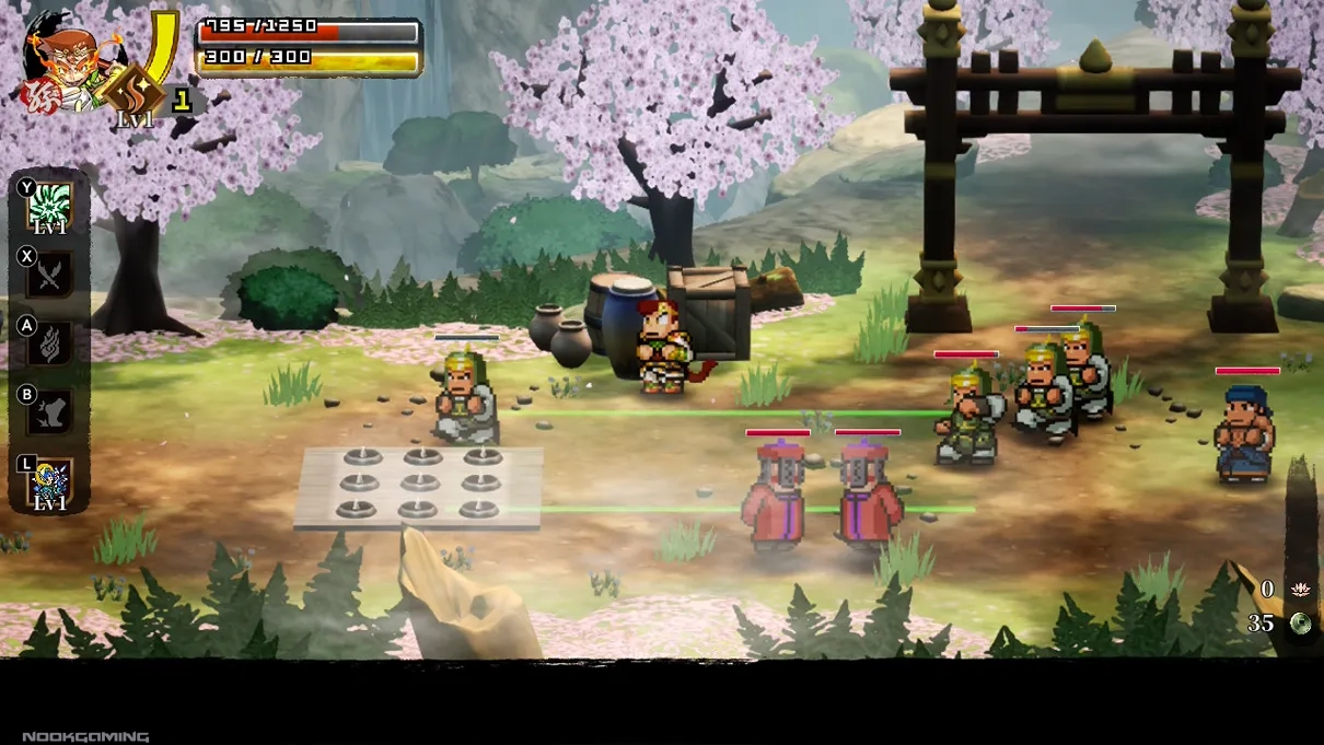 Area with cherry blossoms in River City Saga: Journey to the West