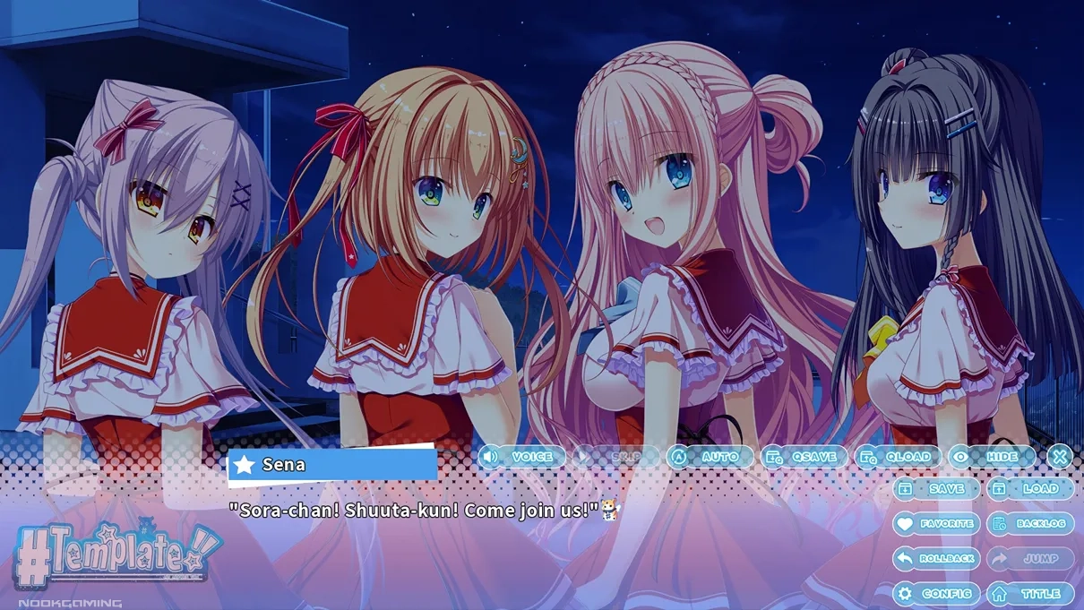 All heroines in Template!! an angel's gift with back sprites at night