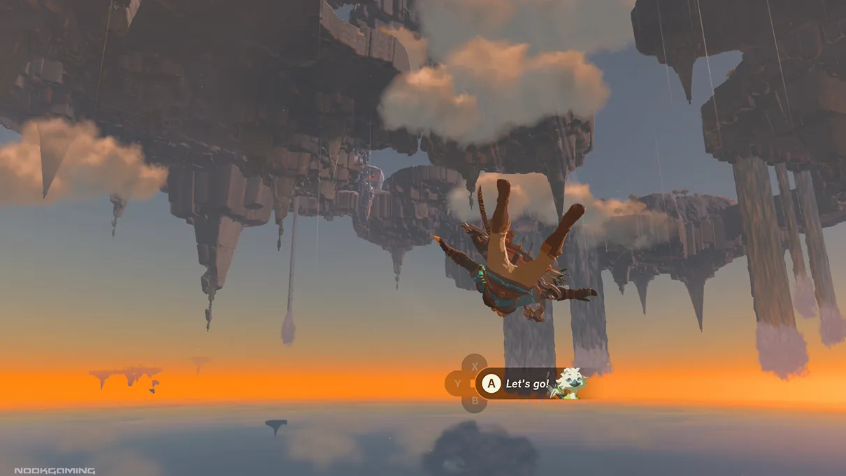 Freefalling in The Legend of Zelda: Tears of the Kingdom - Switch 2 Edition
