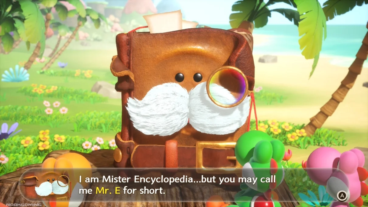 Mister E appears before the Yoshis