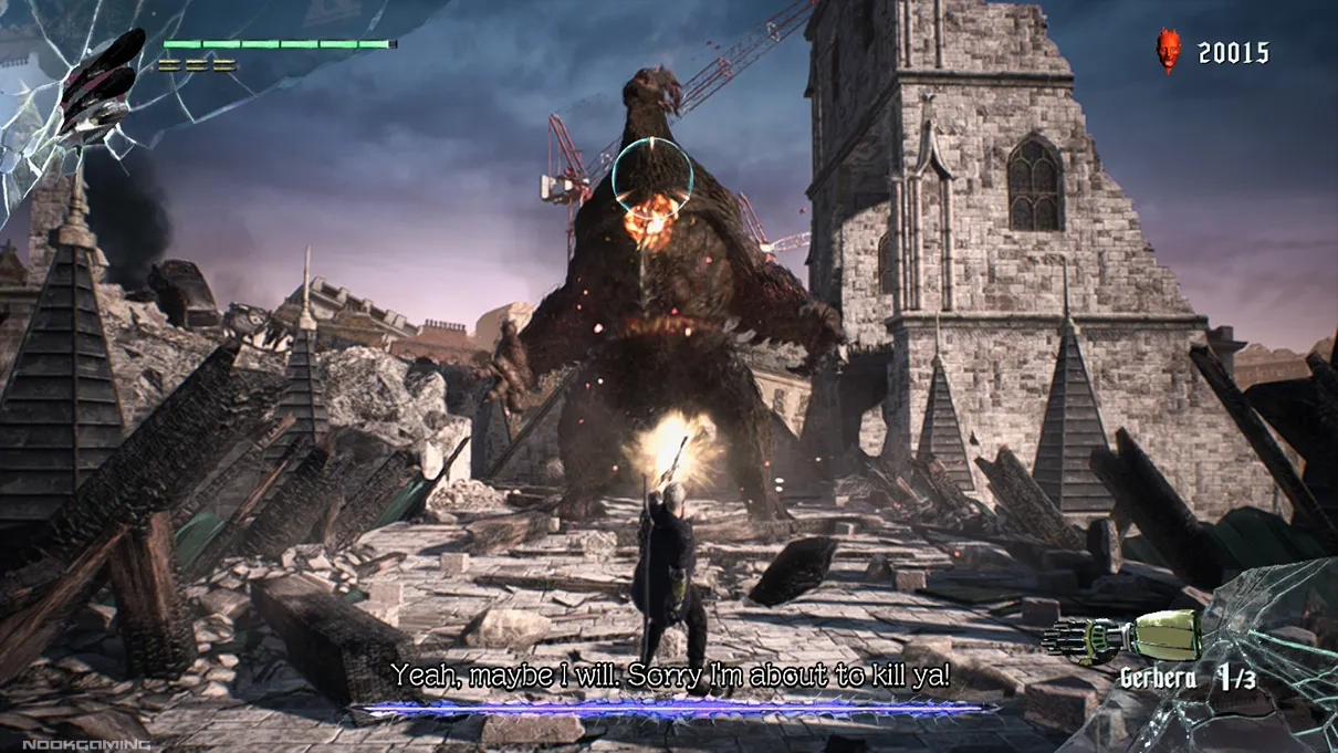 Facing a boss in Devil May Cry 5: Devil Hunter Edition