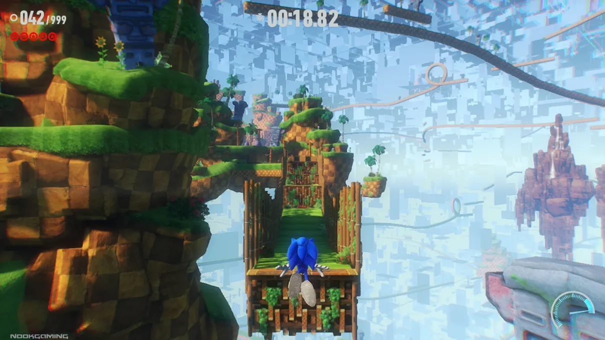 Sonic in a green area in Sonic Frontiers - Definitive Edition
